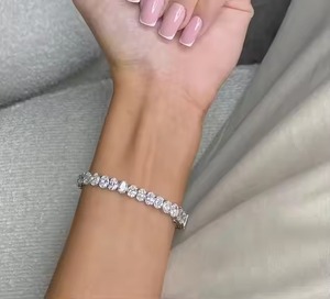 Pulsera de tenis de diamante cultivado en laboratorio Real de corte ovalado de 20 quilates/pulsera de oro blanco de 18 quilates/regalo lujoso para ella - Product Image 5