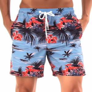 กางเกงชายหาดขาสั้นผู้ชายแบบแห้งเร็ว2024ชุดว่ายน้ำระบายอากาศได้ดีในฤดูร้อนพร้อมกางเกงเอวสูงสีทึบ - Product Image 1