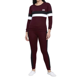 Conjunto de chándal de invierno de manga larga para mujer, último diseño, logotipo personalizado, conjunto de chándal de alta calidad para mujer, ropa informal transpirable de algodón - Product Image 1