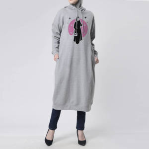 Sweatshirts à capuche islamiques modestes pour l'hiver, grandes tailles, vêtements de sport musulmans pour femmes, 100% coton, poches cargo sur le devant - Product Image 3