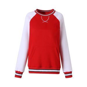 Sudadera de Cuello Redondo de Dos Tonos Rojo y Blanco para Hermandad Universitaria, con Letras de Chenilla, Estilo Urbano Holgado, Invierno, Estampada y Bordada en la Parte Delantera - Product Image 1