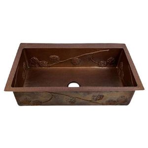 Fregadero de Cocina de Cobre Premium, Diseño Moderno, Textura Artística con Patina Martillada, Construcción Duradera para un Estilo de Cocina Creativo - Product Image 3