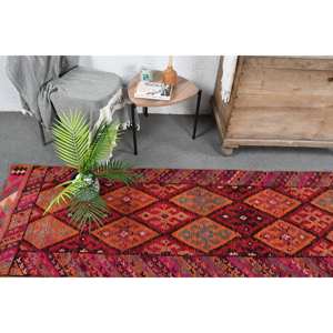 Vintage <b>Turkish</b> Wool <b>Rug</b> 23' X 11.5' Classic Ethnic Orange Red Patchwork Latex Large Area Decor for Hallway Rectangle Areas - Product Image 2