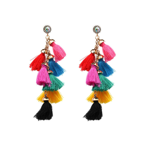 Hand-Woven Long Tassel <b>Handmade</b> <b>Earrings</b> for Women Girls Accessories Good Looking at Competitive Rate - Product Image 3