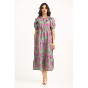 Robe décontractée d'été en coton pour femme WM-DRS-SS25-204, imprimé floral vintage, motif 3D, taille XL, coupe ajustée, haute qualité - Product Image 6