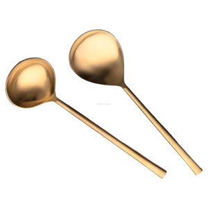 ชุดช้อนเสริฟ2ชิ้นทำมือสุดหรูเครื่องมือเสริฟสลัดโลหะสำหรับใช้ในครัวผู้ซื้อขายอาหารเชิงพาณิชย์ - Product Image 6