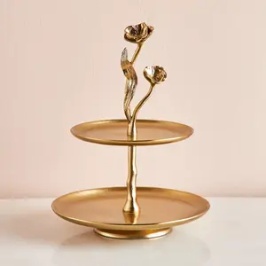 Latest Arrival Best Quality Classic Design Metal <b>Cake</b> <b>Stand</b> with Two Tire for Kitchen Accessories Available at Affordable Price - Product Image 2