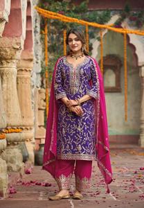 Hevey Chinon, última colección, bordado, Salwar Kameez, confeccionado, ropa India paquistaní para mujer, secado rápido, todas las estaciones para - Product Image 5