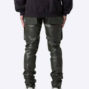 กางเกงคาร์โก้หนังผู้ชายมีสไตล์-คุณภาพสูงนุ่มและเหมาะสำหรับชุดลำลองและการใช้งานที่เป็นประโยชน์ - Product Image 3