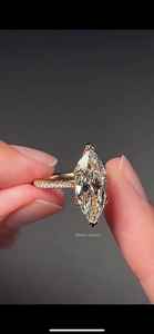 Anillo Solitario Halo Eternity de Plata de Ley 925 con Moissanita Original Corte Marquesa Estilo Art Deco, Regalo de Aniversario para Pareja - Product Image 4