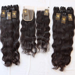 Tissage en lot naturel avec closure 13x4 13x6, perruque lace frontal closure transparente HD avec cheveux indiens crus, vente en gros - Product Image 1