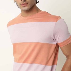Camiseta de Manga Corta Casual para Hombre, Personalizada OEM, 240 g/m², a Rayas, Combinación de Colores, 100% Algodón, Ecológica, Transpirable, Corte Holgado - Product Image 4