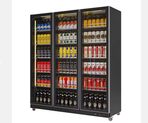 Réfrigérateur à boissons fraîches, 3 portes, couleur noire, prêt à être expédié - Product Image 1