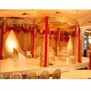 Indian Wedding Hall Mandap <b>Decoration</b> Setup Golden Wedding Mandap in Traditional Theme Exquisite Golden Carved Mandap Chicago UK - Product Image 1