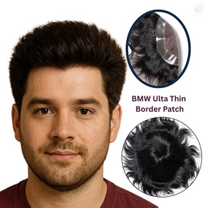 8x6 pour Border Hair Patch/Toupee pour Hommes Basic Monofilament Design avec PU Technique Straight Indian Remy Hair - Product Image 1