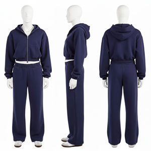 Conjunto Deportivo de Dos Piezas para Mujer, Talla Grande, Corte Regular, Felpa de Invierno 100% Algodón, Estampado de Alta Calidad - Product Image 1