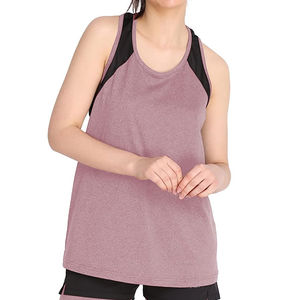 Camiseta sin mangas de entrenamiento de gimnasio de secado rápido transpirable de verano para mujer, camiseta sin mangas de algodón de fibra de bambú con patrón sólido OEM de diferentes colores de talla grande - Product Image 1