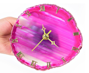 Luxury Design Home Decorative Pink Agate Coaster <b>Clock</b> With Gold Electroplated Rim at Best Price From India - Product Image 3