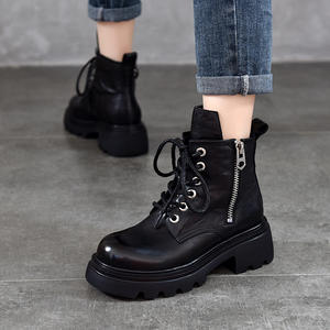 รองเท้าบูทส้นหนาสำหรับผู้หญิง รองเท้าบูทสูงถึงเข่า พื้นรองเท้าหนา รองเท้าแฟชั่นฤดูหนาวสำหรับผู้หญิง รองเท้าบูทสูงถึงต้นขา ทำจากหนังกลับ นุ่มสบาย - Product Image 3