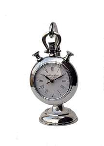 Reloj de mesa de latón antiguo personalizado de alta calidad, brújula de Metal con Base de madera, artículo decorativo hecho a mano marrón - Product Image 5