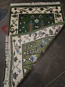 พรมขนแกะ oushak 3X5สีเขียวโบราณแบบถักมือสีงาช้างสีเขียววินเทจ8x10 9x12ชุดพรมสำหรับห้องนั่งเล่น - Product Image 5