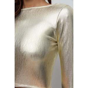 Crop top imprimé en feuille métallisée brillante - Product Image 4