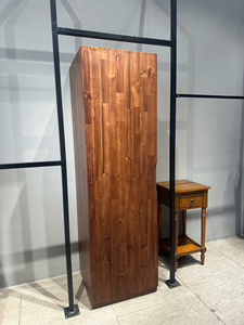 Armoire simple porte en bois d'acacia marron, meuble de rangement moderne pour chambre à coucher, armoire en bois minimaliste - Product Image 1