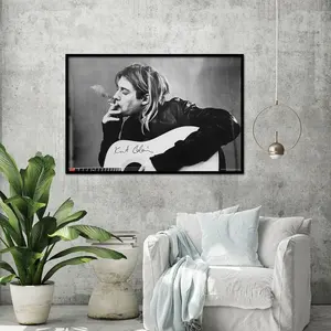 Affiche Nirvana avec Kurt Cobain fumant et jouant de la guitare pour décoration murale - Product Image 1