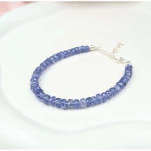 925 Sterling <b>Silver</b> Tanzanite Beaded <b>Bracelet</b> Bohemia Religious Gift with Diamond Main Stone - Product Image 1