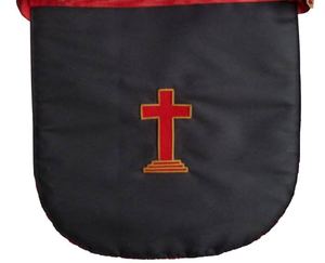 Tablier maçonnique de qualité supérieure, 18e degré, Rite écossais, satin blanc et rouge, fin, avec croix catholique Sleeba - Product Image 2