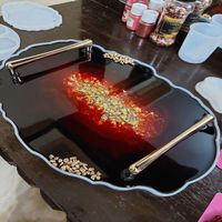 Elegante Plato de Resina para Servir, Diseño Único Hecho a Mano, Patrón Sólido, Color Esmaltado, Decoración Perfecta para el Hogar, Sala de Estar, Comedor, Cocina, 100 Piezas