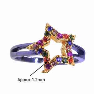 925 Sterling Silver Classic Style Ring Gold Plated Multi-Color - Product Image 2
