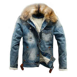 Winter <b>Jean</b> <b>Jackets</b> Warm Denim Coats Cowboy Clothing Mens Liner Thicker Denim <b>Jacket</b> for Men <b>Black</b> Blue Plus Size - Product Image 3