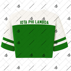 Camiseta de encaje a rayas de algodón orgánico con ropa de hermandad griega Iota Phi Lambda personalizada - Product Image 2