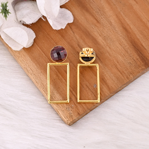 Pendientes de Plata de Ley 925 con Granate de Mozambique, Diseño de Piedra Única, Chapados en Oro, Largos - Product Image 4