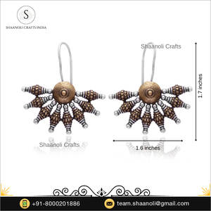 Pendientes de araña de latón oxidado de dos tonos para mujer hechos a mano indios colgantes plateados con gancho para Aniversario de compromiso - Product Image 4