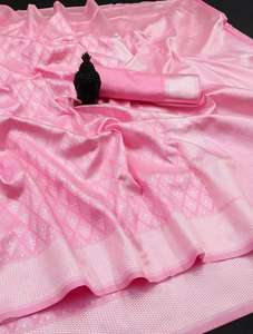 Lujosos y pesados saris de seda Jacquard con borde dorado estilo Bollywood, atuendo tradicional indio para fiestas de invierno, puerto de moda - Product Image 5