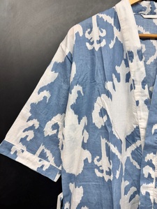 Kimono de verano lavable ecológico hasta el suelo de algodón puro hecho a mano indio, albornoz de estilo bohemio de gran tamaño - Product Image 3