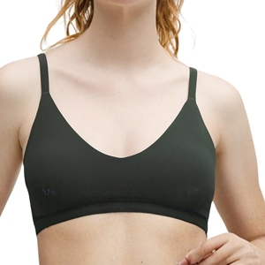 Sujetador deportivo de talla grande para mujer con cuello en V pronunciado, tirantes finos, espalda baja, para yoga y gimnasio, con logo frontal, sin aros, sensación de segunda piel - Product Image 4
