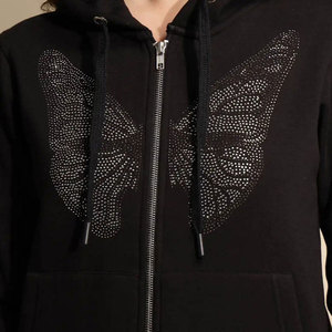 Couleurs unies coton surdimensionné sweat à capuche pour femme hiver décontracté fermeture éclair sweats à capuche unis style de rue sweat à capuche pour femme - Product Image 5