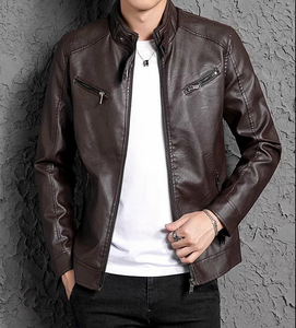 Chaquetas de Cuero al por Mayor 2025, Chaqueta de Motociclista Acolchada para Hombre, con Logotipo Personalizado, Cuello Alto, Logotipo Frontal - Product Image 1