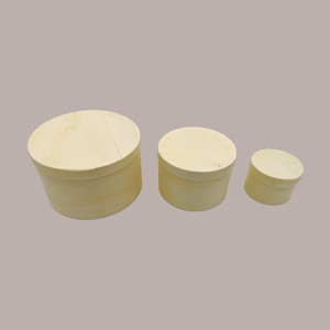 Juego de 3 cajas redondas ecológicas de madera natural para envolver té y regalos - Product Image 4