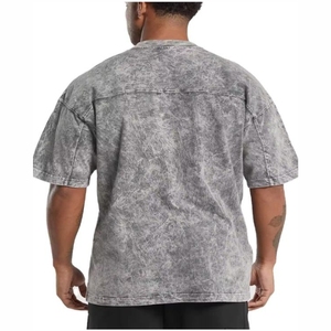 Camiseta para hombre Camisetas de lavado ácido Venta al por mayor Camisetas de algodón de gran tamaño Boxy en blanco 270 GSM Logotipo personalizado 100% Algodón para bordado - Product Image 5