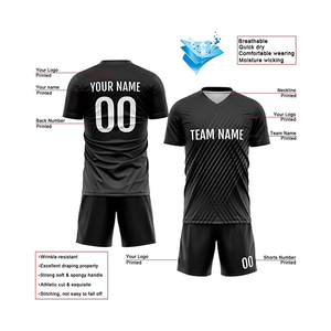 Uniformes de sport sublimés, impression numérique personnalisée avec couleur noire, uniforme de football à séchage rapide pour l'entraînement des clubs unisexes - Product Image 4