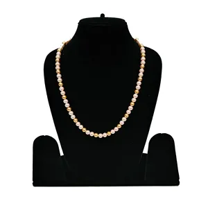 Single Layer Golden and White Pearl Necklace Set - Product Image 2