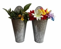 Pot dinding logam besi galvanis buatan tangan kualitas tinggi desain baru untuk Pot bunga taman grosir ekspor dari India