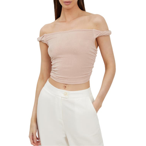 Top Corto da Donna 4th Reckless XS Nude Aylin Senza Spalline, in Tessuto Traspirante Lavorato a Maglia con Decorazioni in Pizzo e Arricciature - Product Image 1