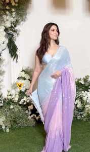 Sari moderne minimaliste à bordure séquentielle, look simple et élégant, tissu en mélange de soie, prix fabricant pour les vêtements de fête - Product Image 3