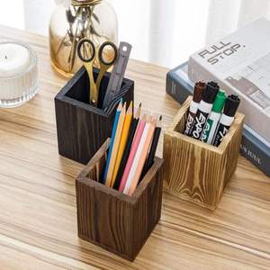 Boîte de rangement de papeterie de bureau en bois pour crayons - Product Image 5