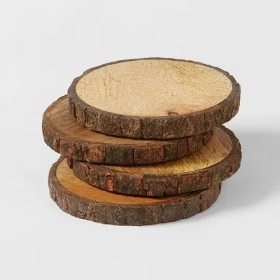 Vòng Acacia trống Coaster gỗ uống đế lót ly gỗ cho Bàn cà phê, kính, bàn